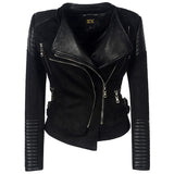 Leather Biker Coat God Leather Jacket Women Pu Jackets Lapel Zip Jacket Slim-Fit Leather Coat