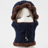 Women Winter Hats Winter Burst Fleece-Lined Knitting Men and Women Sleeve Cap