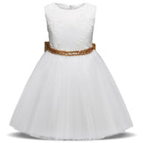 Toddler Girls Sequin Gown Dress Bow Children Shirt Girls Lace Sleeveless Yarn Princess Gown Dress