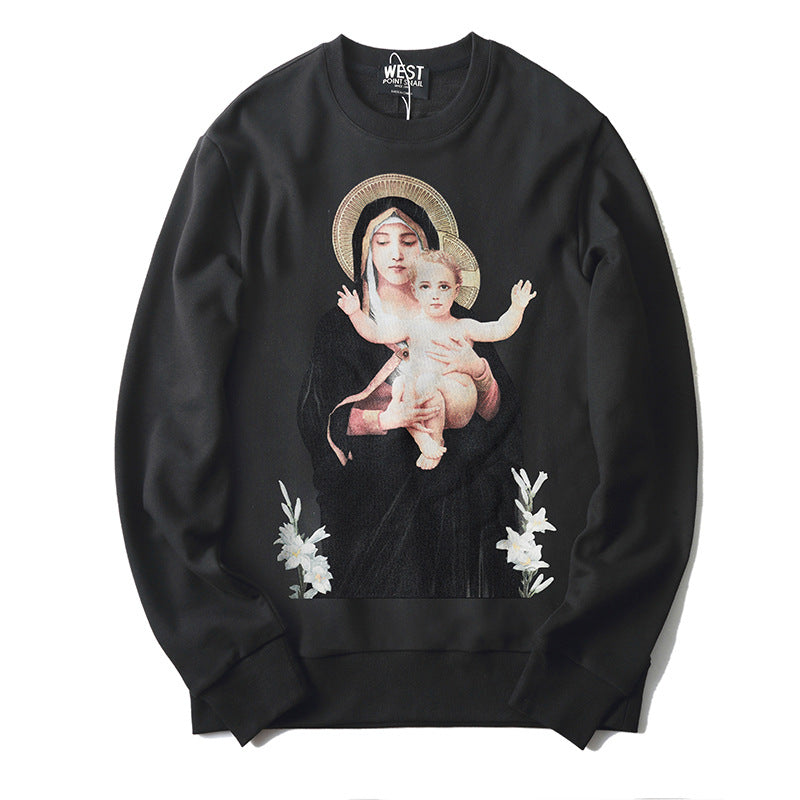 GVC Hoodie Pure Cotton Virgin Baby Pattern Men and Women Youth Loose