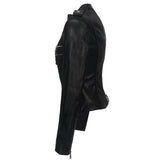 Leather Biker Coat Golden Leather Jacket Women Pu Jackets Motorcycle Short Slim Jacket