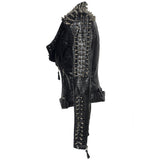Leather Biker Coat God Leather Jacket Women Pu Jackets plus Size Rivet Stitching Long Sleeve Punk Rock Jacket