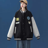 Blue Varsity Jacket Baseball Uniform Women's Spring and Autumn Retro Easy Matching Jacket Coat Top