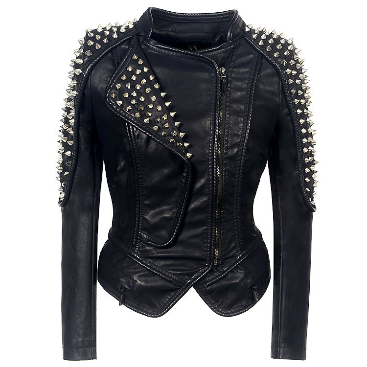 Leather Biker Coat Gothic Leather Jacket Women Pu Jackets Short Motorcycle Leather Coat for Women Punk & Rock