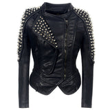 Leather Biker Coat Gothic Leather Jacket Women Pu Jackets Short Motorcycle Leather Coat for Women Punk & Rock