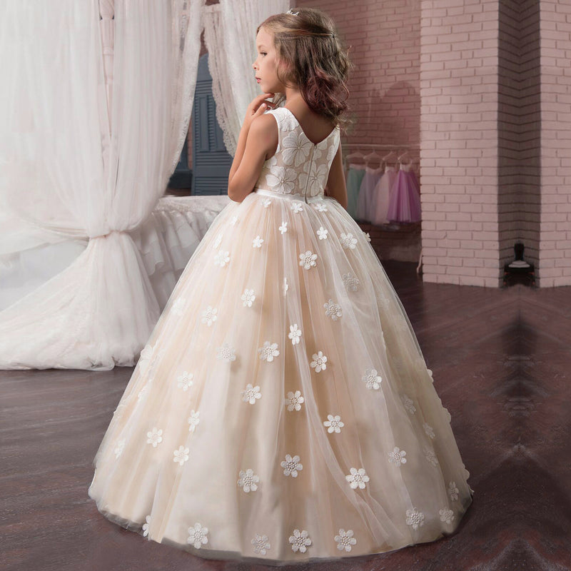 First Communion Dress Vestidos De Primera Comunion Lace Ball Gown Girl Party Princess Pageant Gown Costume