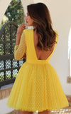 Formal Dresses & Gowns Long Sleeve Polka Dot Dress Sexy Lace Backless Short Dress
