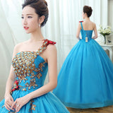 Women's Evening Dress Ball Gown Princess Quinceanera Wedding Dresses One Shoulder Evening Dress Stage Costume