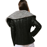 Cute Leather Jacket Fleece-Lined Suede Asymmetric Zipper Short Pu Motorcycle Jacket