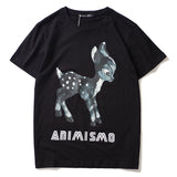 GVC T Shirt Deer Pattern Pure Cotton Loose Short Sleeve T-shirt Men