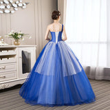 Women's Evening Dress Ball Gown Princess Quinceanera Wedding Dresses Blue Performance Dress Tutu One-Shoulder Evening Dress