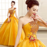Women's Evening Dress Ball Gown Princess Quinceanera Wedding Dresses One Shoulder Evening Dress Stage Costume