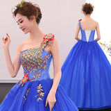Women's Evening Dress Ball Gown Princess Quinceanera Wedding Dresses One Shoulder Evening Dress Stage Costume