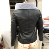Cute Leather Jacket Fleece-Lined Suede Asymmetric Zipper Short Pu Motorcycle Jacket