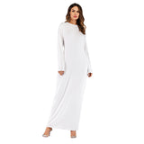 Muslim Women Stylish Kashibo Abaya Muslim Ladies Long Gown Islamic Clothing Jilbab Jalabiya Solid Color Long Sleeve Dress for Women
