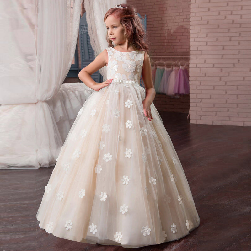 First Communion Dress Vestidos De Primera Comunion Lace Ball Gown Girl Party Princess Pageant Gown Costume