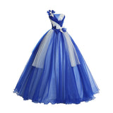 Women's Evening Dress Ball Gown Princess Quinceanera Wedding Dresses Blue Performance Dress Tutu One-Shoulder Evening Dress