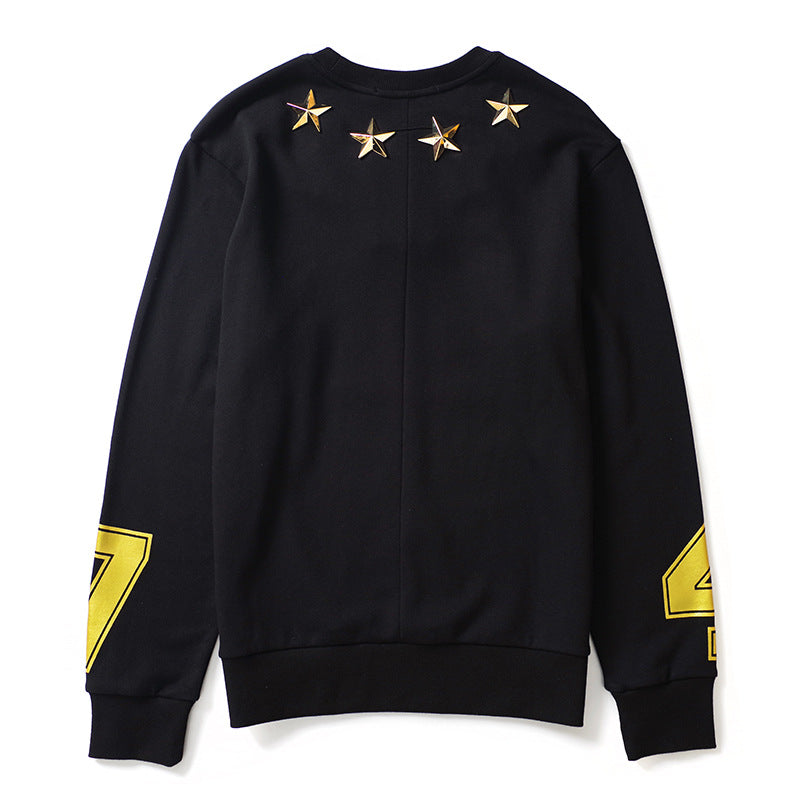 GVC Hoodie Metal Pentagram 47 Pattern round Neck Sweater Cotton Loose Men and Women