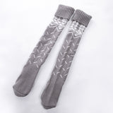 Winter Chunky Cable Thick Knit Thigh High Socks Long Stockings Boot Christmas Tube Socks Bunching Socks Woolen Yarn Socks