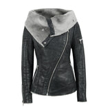Cute Leather Jacket Fleece-Lined Suede Asymmetric Zipper Short Pu Motorcycle Jacket