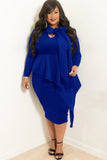 Nina Parker plus Size Dresses plus Size Dress Fashion Bowknot Long Sleeve Dress