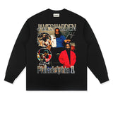 James Harden Shirt Harden Ha Printed Loose Heavy Cotton Long Sleeve T-shirt