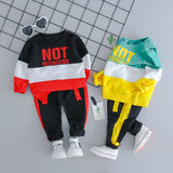 Children Boy Co Ord Color Matching Letters Sports Long-Sleeved Trousers 2 Piece Set