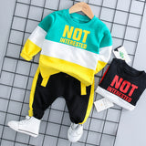 Children Boy Co Ord Color Matching Letters Sports Long-Sleeved Trousers 2 Piece Set