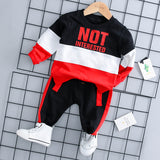 Children Boy Co Ord Color Matching Letters Sports Long-Sleeved Trousers 2 Piece Set