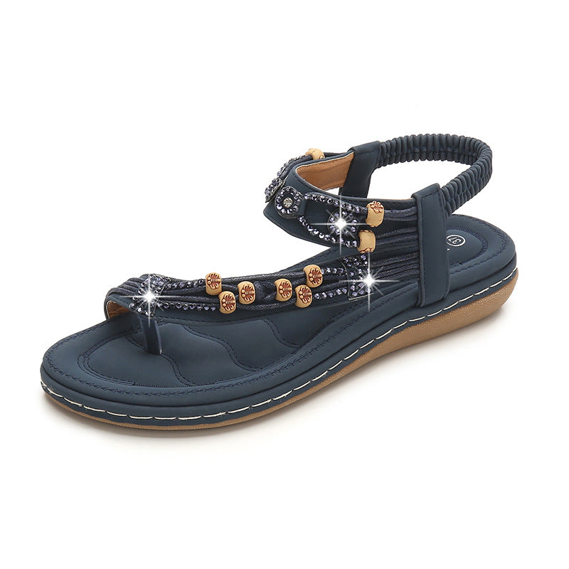 Flat Dress Sandals Vintage Round Toe Flat Bottom Sandals