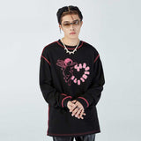 Mens Fall Outfits Autumn Letter Printing Color Contrast Long Sleeve T-shirt Loose Long Sleeve Top