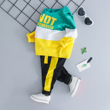 Children Boy Co Ord Color Matching Letters Sports Long-Sleeved Trousers 2 Piece Set