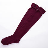 Winter Chunky Cable Thick Knit Thigh High Socks Long Stockings Boot Curling Button Mid-Calf over the Knee Bunching Socks