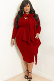 Nina Parker plus Size Dresses plus Size Dress Fashion Bowknot Long Sleeve Dress