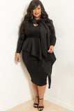 Nina Parker plus Size Dresses plus Size Dress Fashion Bowknot Long Sleeve Dress