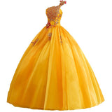 Women's Evening Dress Ball Gown Princess Quinceanera Wedding Dresses One Shoulder Evening Dress Stage Costume
