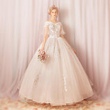 Women'S Evening Dress Ball Gown Princess Quinceanera Wedding Dresses Off-Shoulder Flare Sleeve White Floor-Length Bridal Wedding Dress