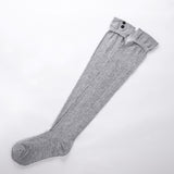 Winter Chunky Cable Thick Knit Thigh High Socks Long Stockings Boot Curling Button Mid-Calf over the Knee Bunching Socks