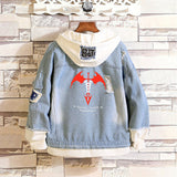 Comic Denim Jacket Men's and Women's Autumn and Winter Large Size Denim Jacket Fashion