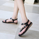 Flat Dress Sandals Vintage Round Toe Flat Bottom Sandals