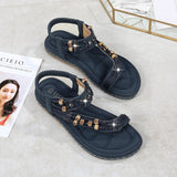 Flat Dress Sandals Vintage Round Toe Flat Bottom Sandals