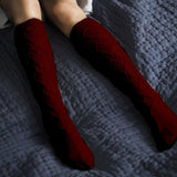 Winter Chunky Cable Thick Knit Thigh High Socks Long Stockings Boot Autumn Solid Color Mid-Calf Length Loose Socks