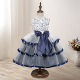 Toddler Girls Sequin Gown Dress Autumn Girls' Jumpsuit Big Bow Children's Dress Princess Dress