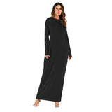 Muslim Women Stylish Kashibo Abaya Muslim Ladies Long Gown Islamic Clothing Jilbab Jalabiya Solid Color Long Sleeve Dress for Women