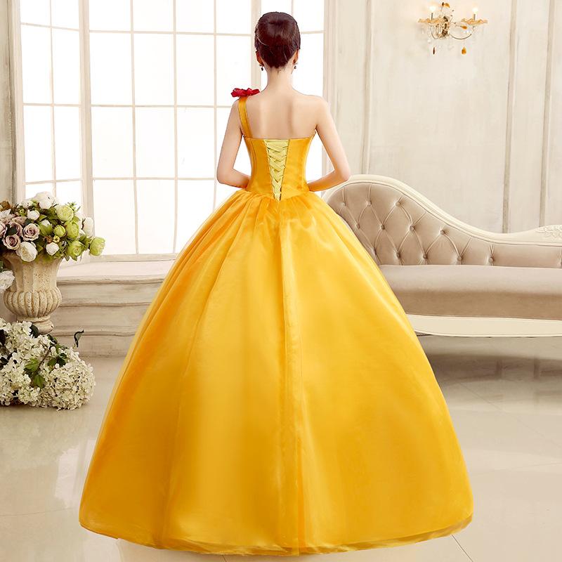 Women's Evening Dress Ball Gown Princess Quinceanera Wedding Dresses One Shoulder Evening Dress Stage Costume