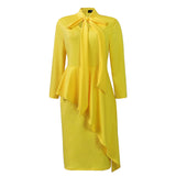 Nina Parker plus Size Dresses plus Size Dress Fashion Bowknot Long Sleeve Dress