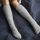 Winter Chunky Cable Thick Knit Thigh High Socks Long Stockings Boot Autumn Solid Color Mid-Calf Length Loose Socks