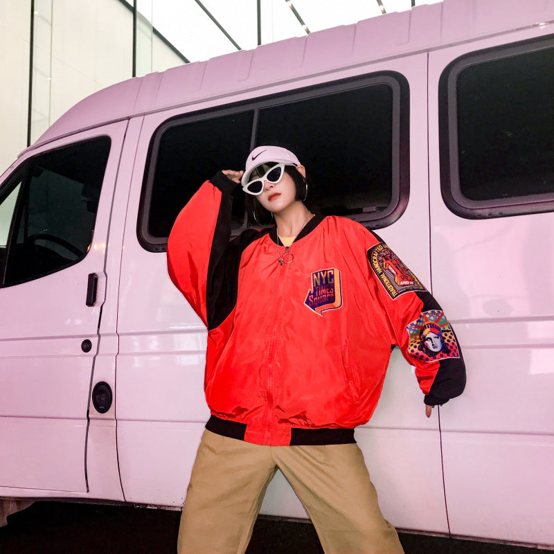 Baggy Jacket Men's and Women's Dance Baseball Collar Sports Casual Jacket