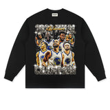 Stephen Curry Shirt Curry Portrait Printing round Neck Long Sleeve T-shirt Vintage Pure Cotton