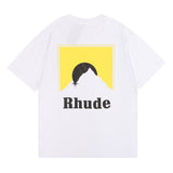 Rhude T Shirt Snow Mountain Print Hip Hop Men and Women